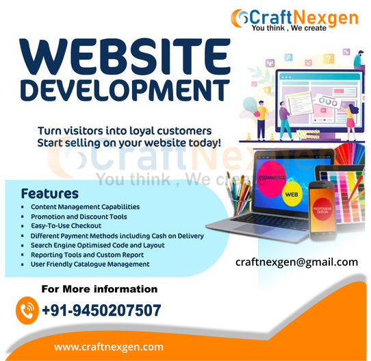 Website Design, Digital Marketing, and Graphics Design Call us at 9450207507 🌐 Visit our website at www.craftnexgen.com